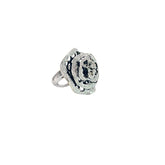 18k White Gold .86ct G VS2 Round Diamond and Black enamel Flower Ring